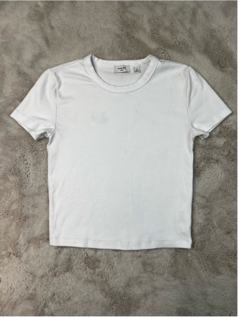 Aritzia Sunday Best White Short Sleeve Crop Tshirt Size XS Stretch Cotton Basic